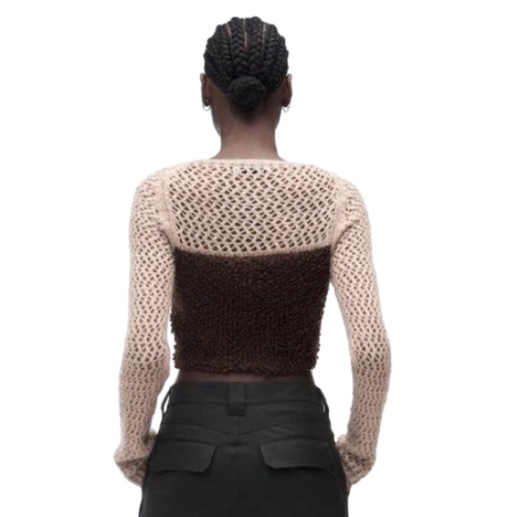 Zara NWOT Knit Crochet Long Sleeves Crop Top - Picture 2 of 9